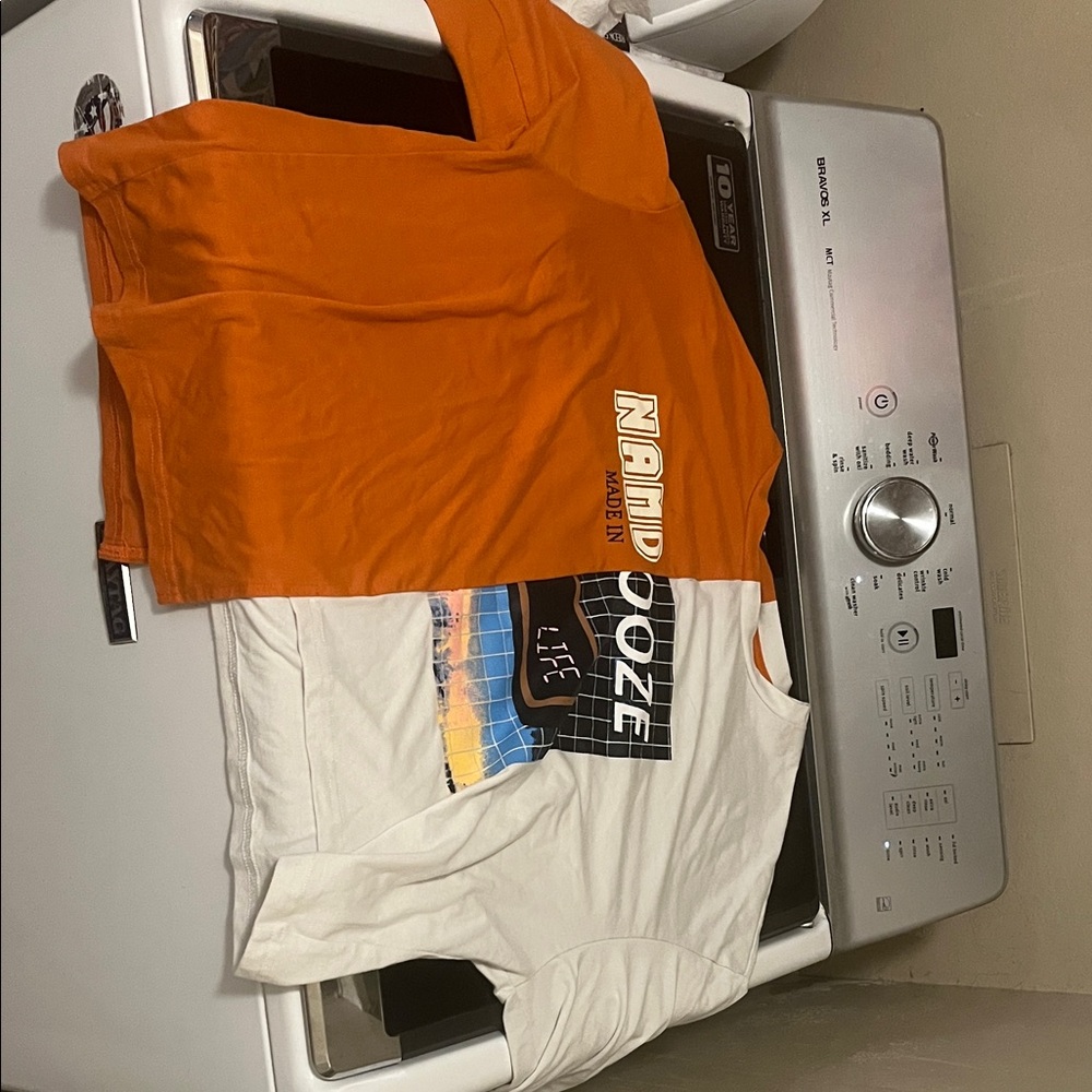 SHEIN Vibrant Orange and White Crop Top